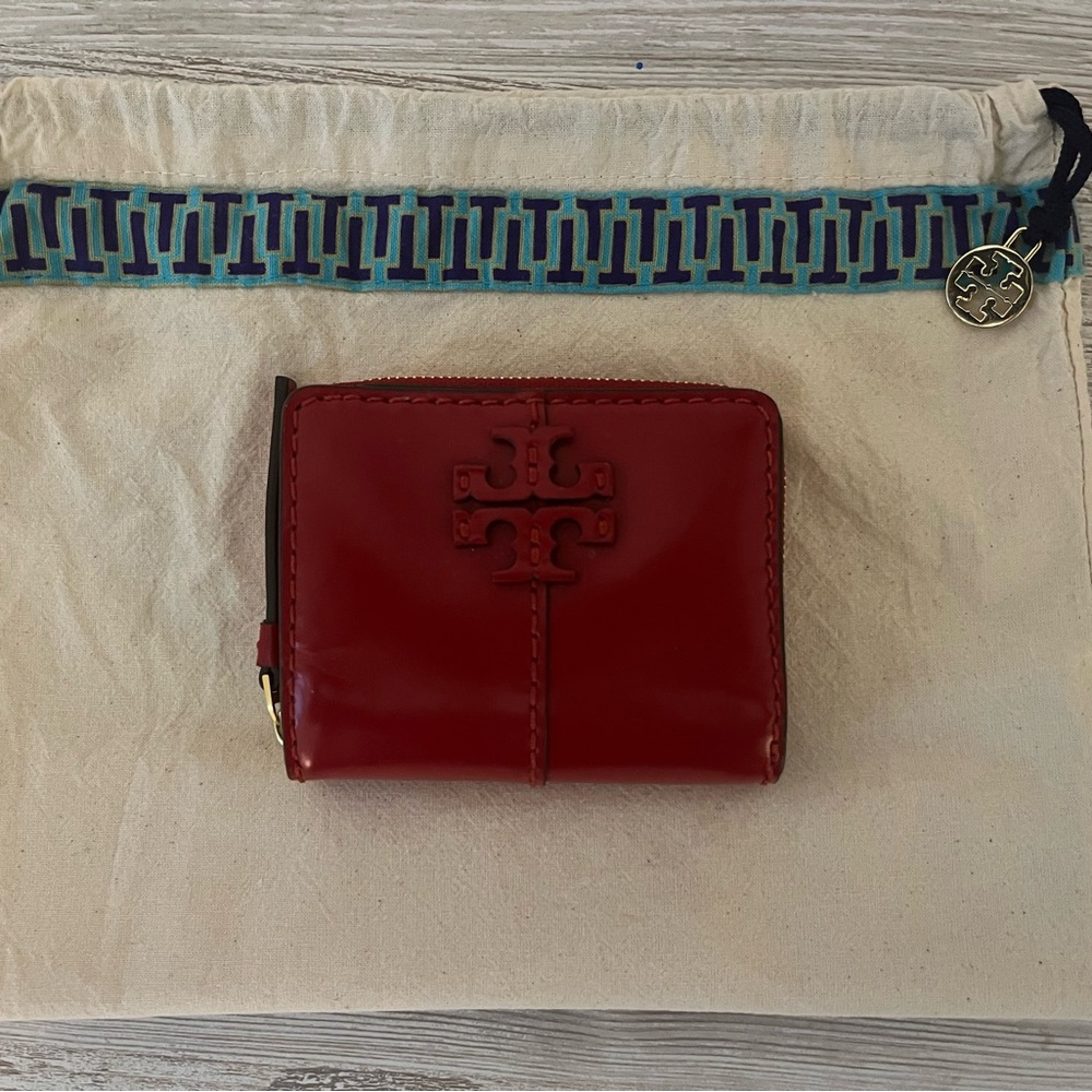 Tory Burch Cherry Red Leather Wallet